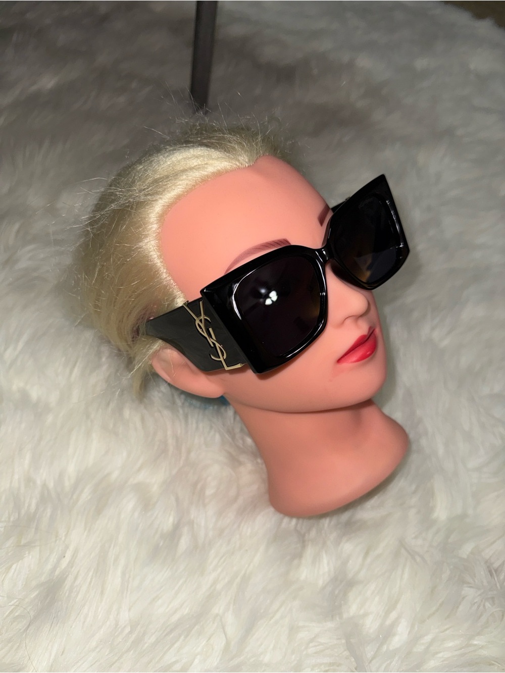 Saint Laurent Black Oversized Square Sunglasses with Gold YSL Emblem - Picture 2 of 4